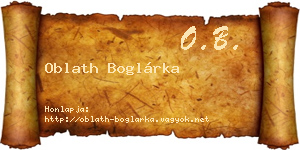 Oblath Boglárka névjegykártya